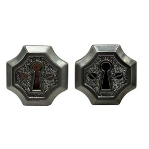Hickok Keyhole Cufflinks Shiny Silver Tone Textured Vintage Ornate Unique Formal